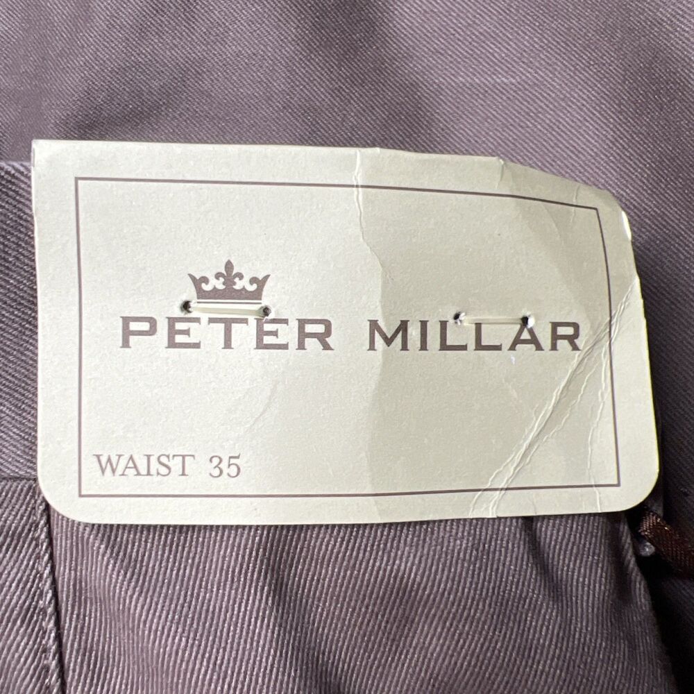 NWT Peter Millar Flat Front Chino Pants Size 35x36 Pima Cotton Espresso Brown - Picture 4 of 13